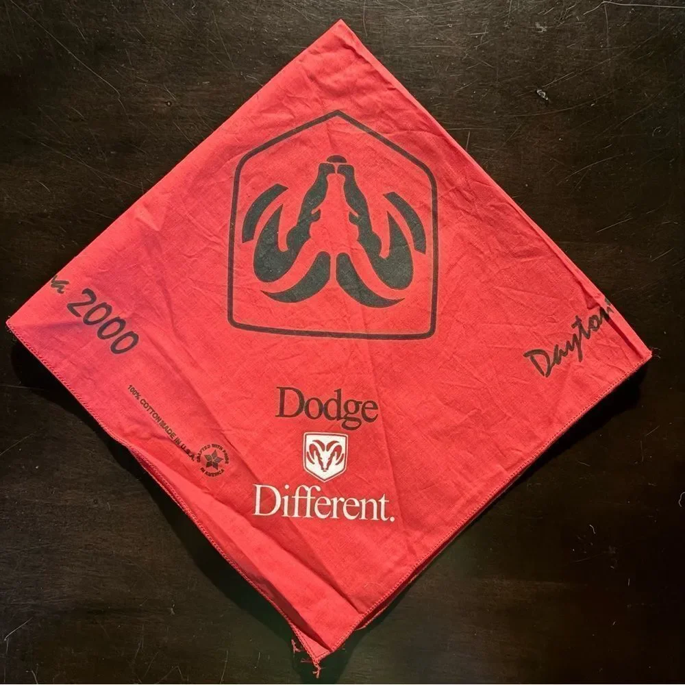 Vintage Red Dodge Ram Daytona 2000 Bandana with Logo unused